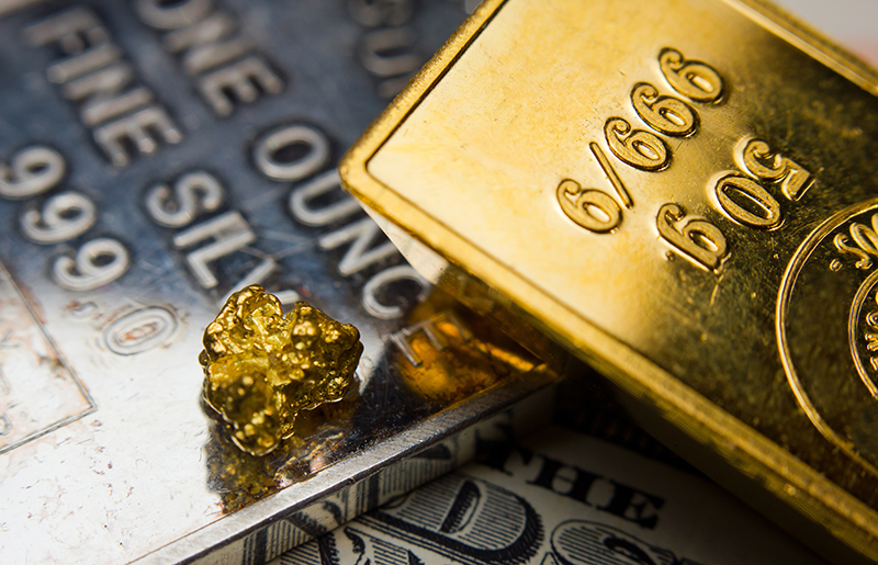 Sentinel Metals home page. Gold bar.