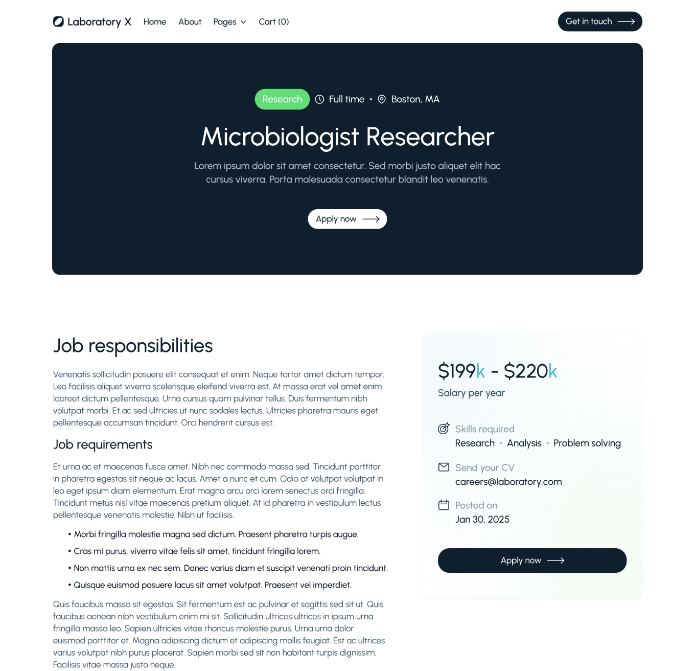 Laboratory X - Career Single Top Page - Laboratory Webflow Template
