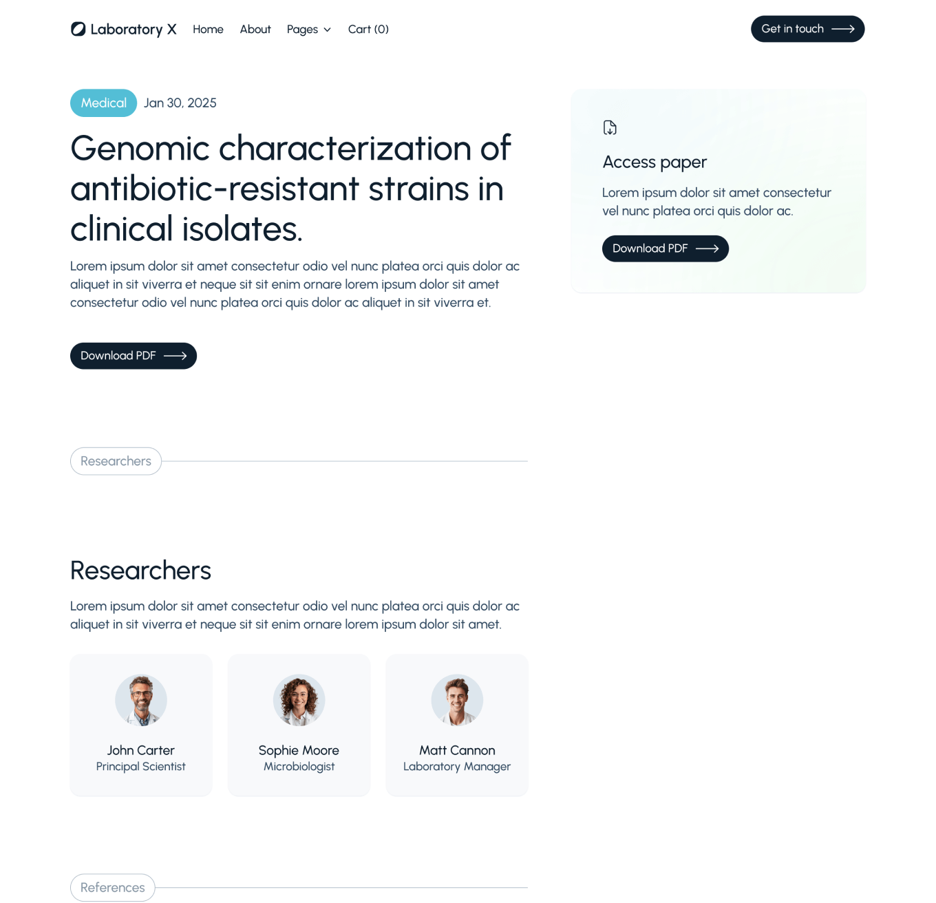 Laboratory X - Paper Single Top Page - Laboratory Webflow Template