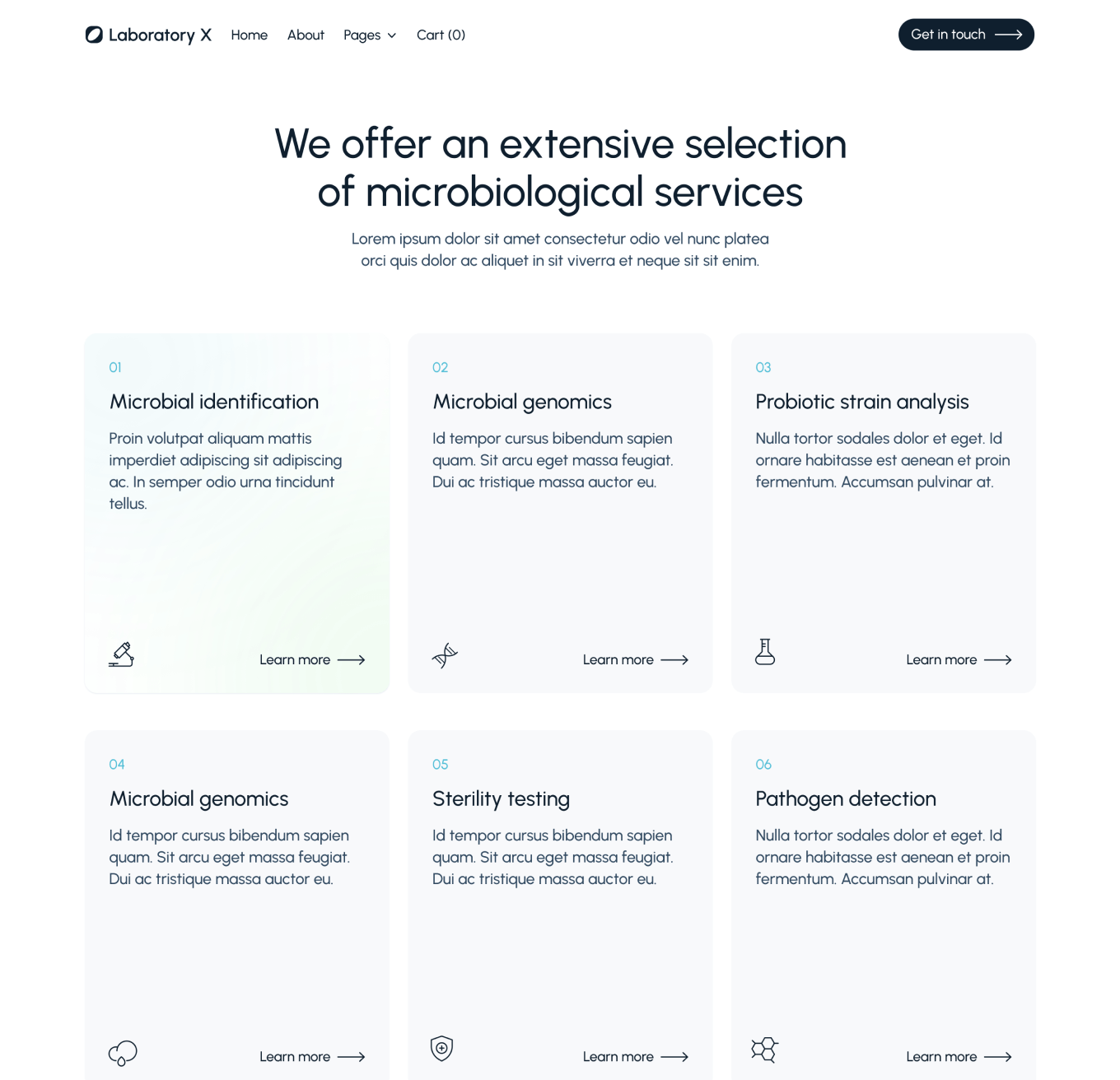 Laboratory X - Services Top Page - Laboratory Webflow Template