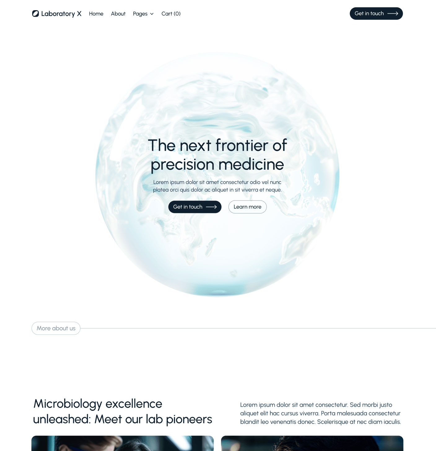 Laboratory X - About Main Page - Laboratory Webflow Template