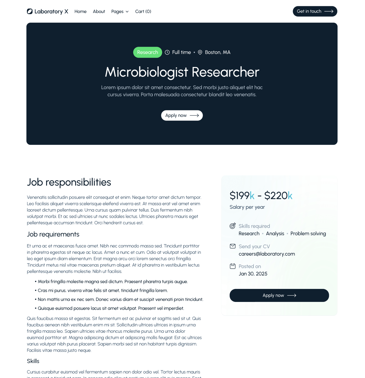 Laboratory X - Career Single Main Page - Laboratory Webflow Template