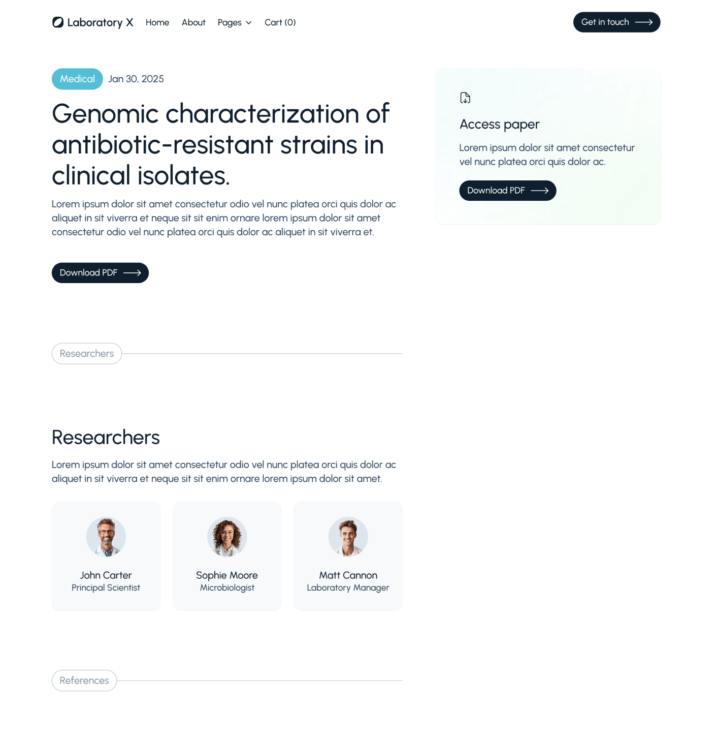Laboratory X - Paper Single Main Page - Laboratory Webflow Template