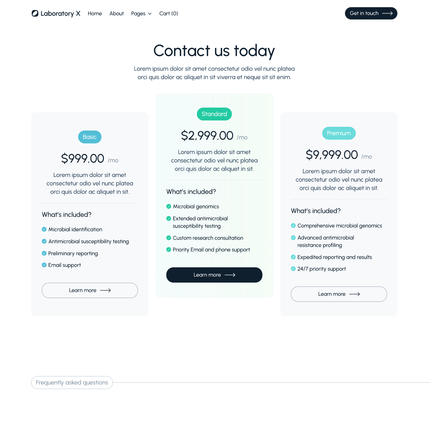 Laboratory X - Pricing Main Page - Laboratory Webflow Template