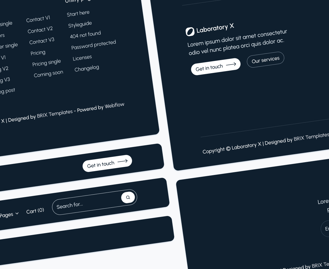 Laboratory X - 3 Headers And Footers - Laboratory Webflow Template