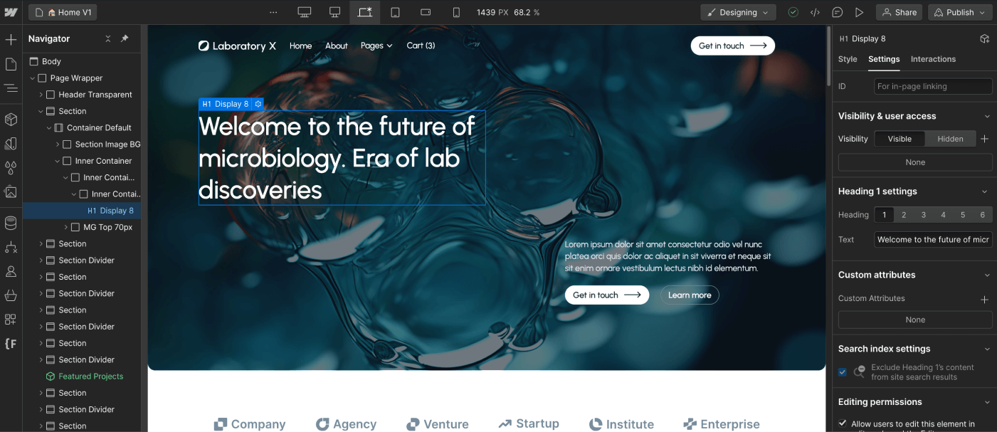 Static Content - Laboratory X Webflow Template