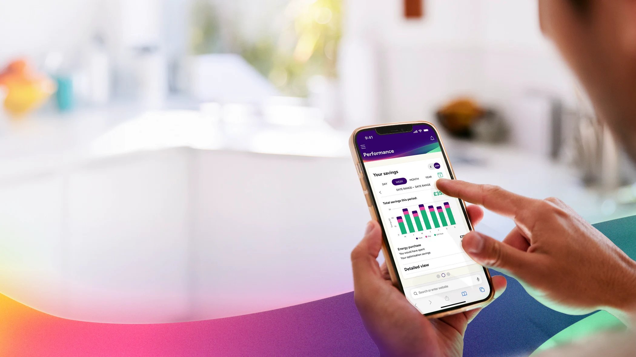 Two people drinking coffee and looking at smartphone together at home