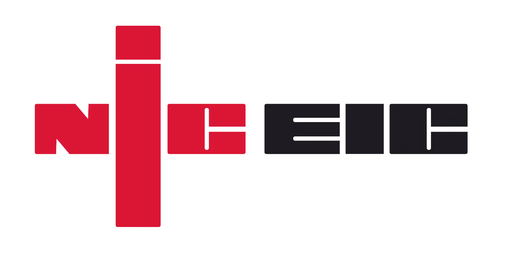 Nice logo with stylized letters in red and black typography