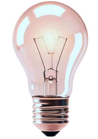 Clear incandescent light bulb with visible filament and metallic base.