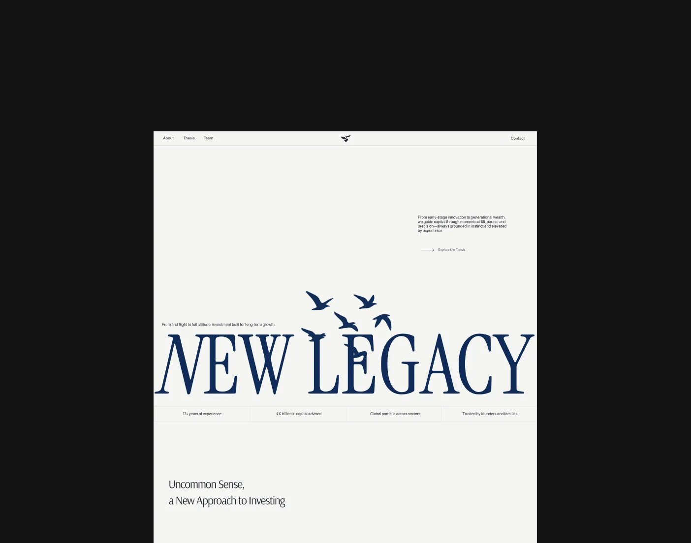 New Legacy editorial panels combining purple ocean imagery, pixel patterns, and black-and-white typography.