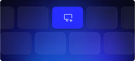 A blue button with a white button on it.