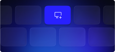 A blue button with a white button on it.