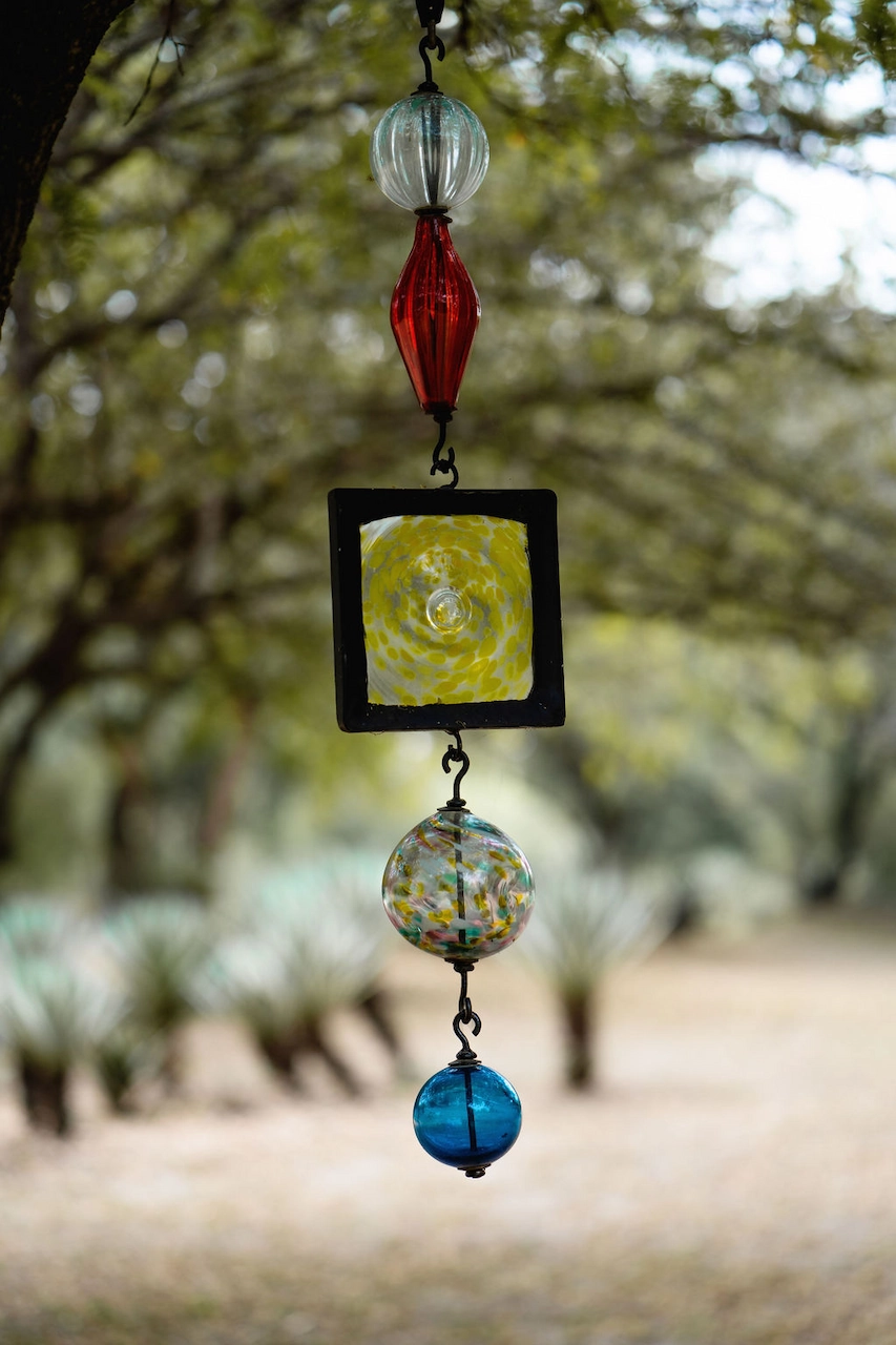 Hanging glassware from a local workshop in Uganda 