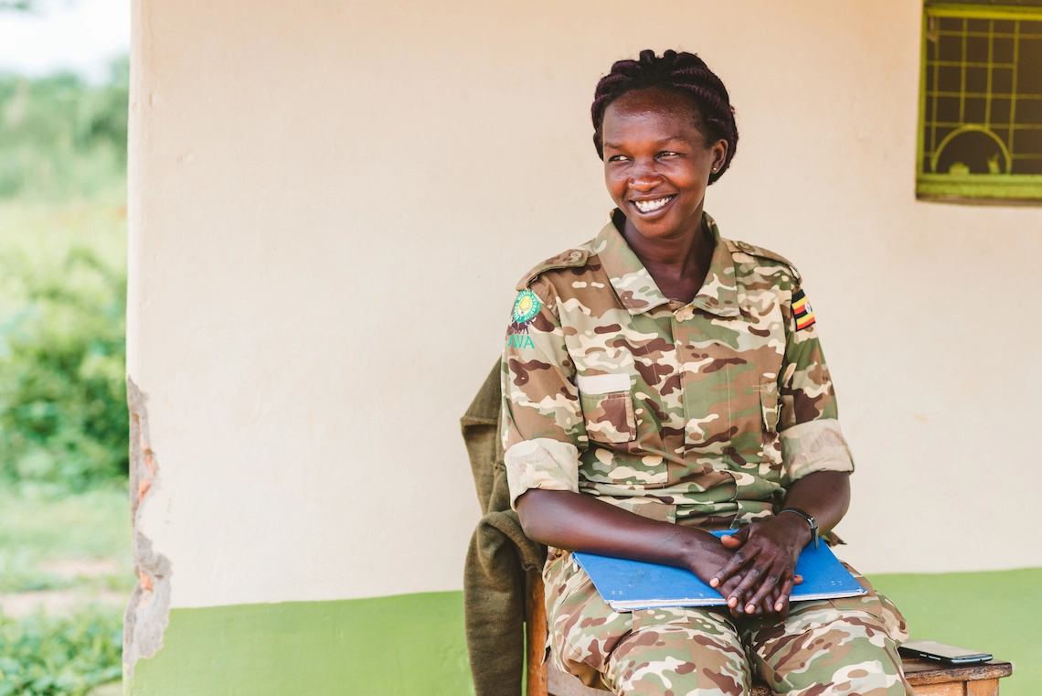 Female Uganda Wildlife Authority ranger in Murchison Falls National Park 
