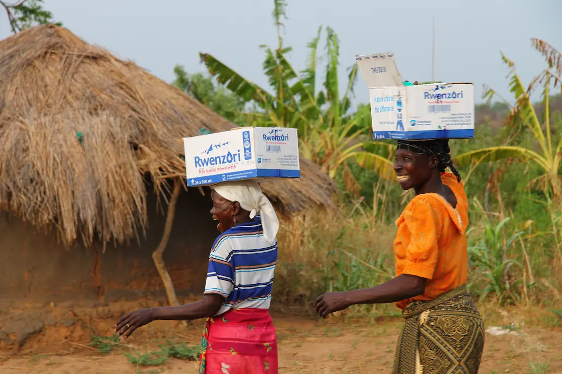 Female widows from the community receiving montly care package