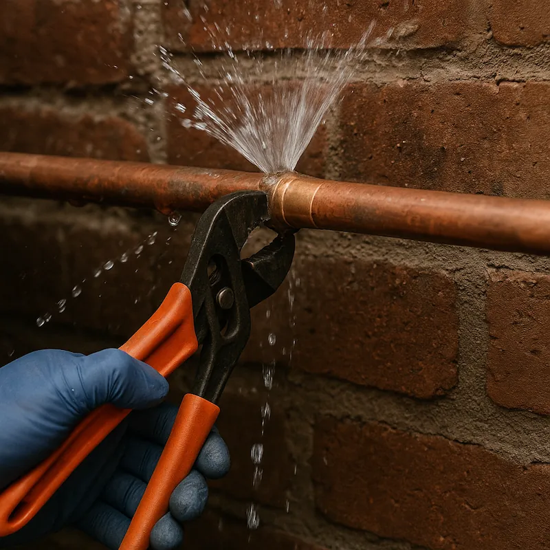 man fixing a water leak