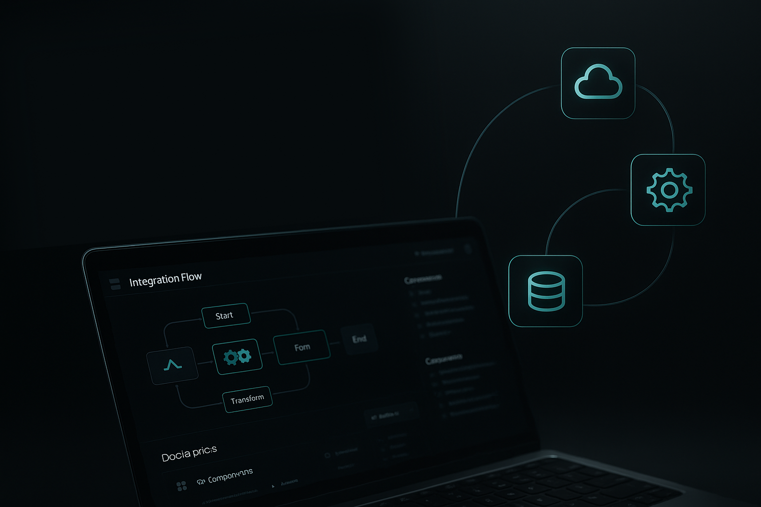 Náhladový obrázek Casesstudy počítač s vyzobrazeným projektem v tmavých barvách