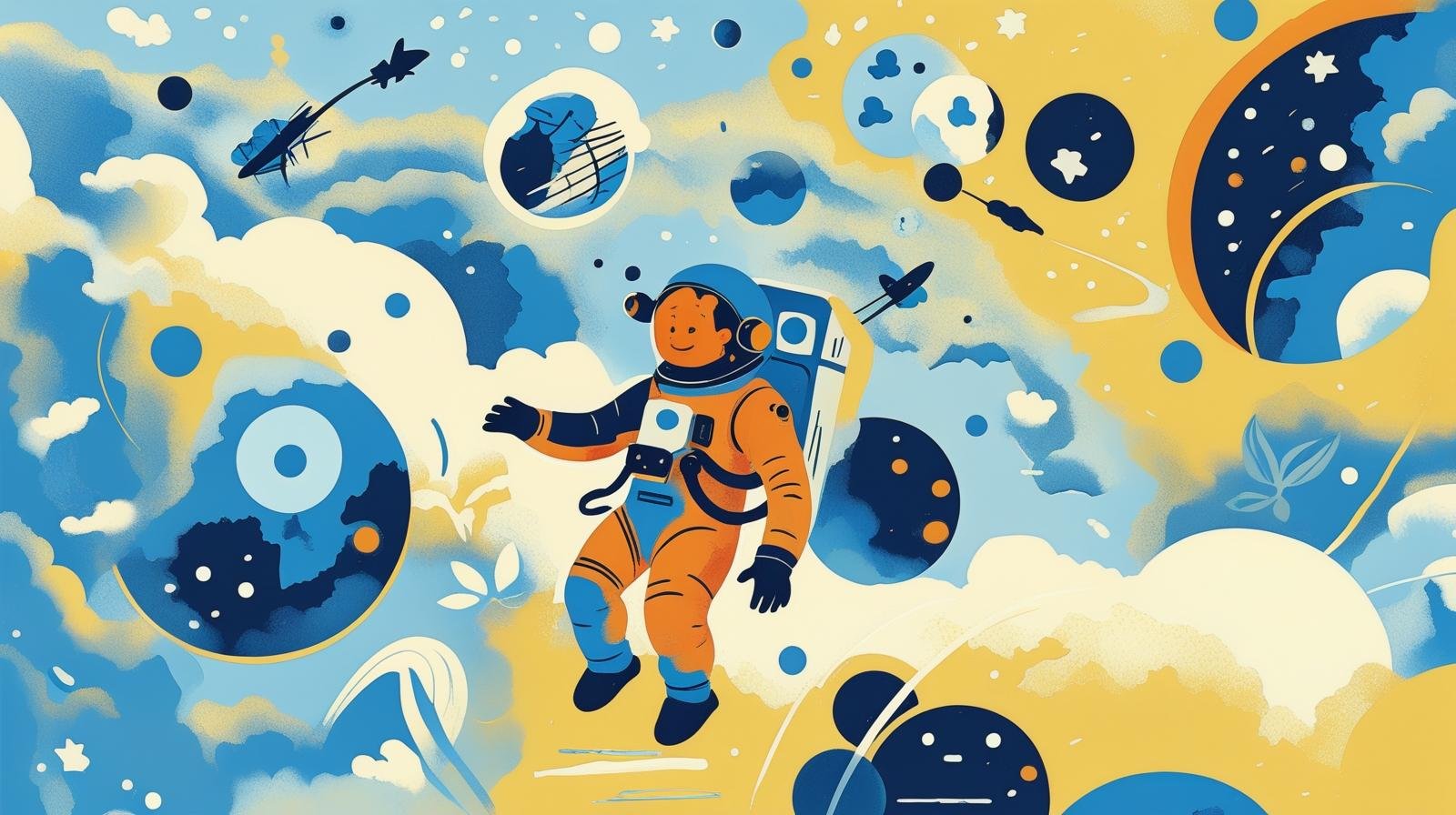 An astronaut completing the Apt Learners Celestial Summer Challenge -Shine Your Light