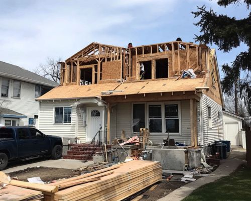 Full second storey being framed over the existing main floor of a Halifax home