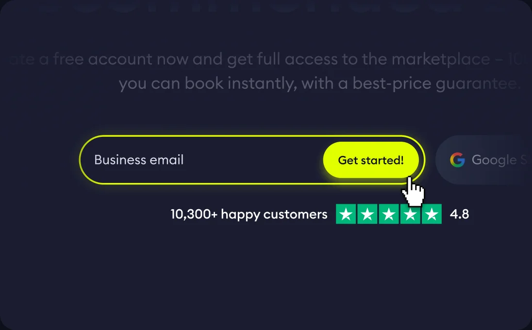 Free sign-up for Linkbroker with business email and Get started button