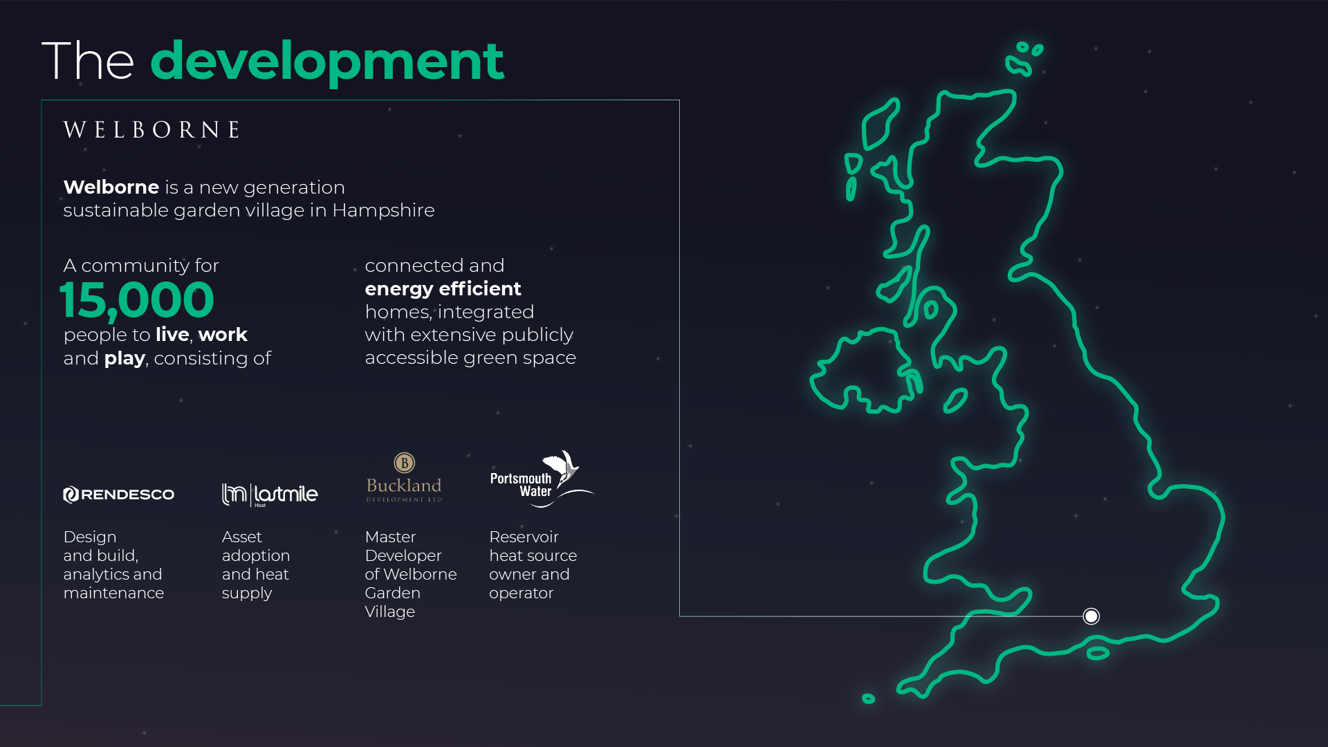 Welborne garden village development map with partner logos and key details