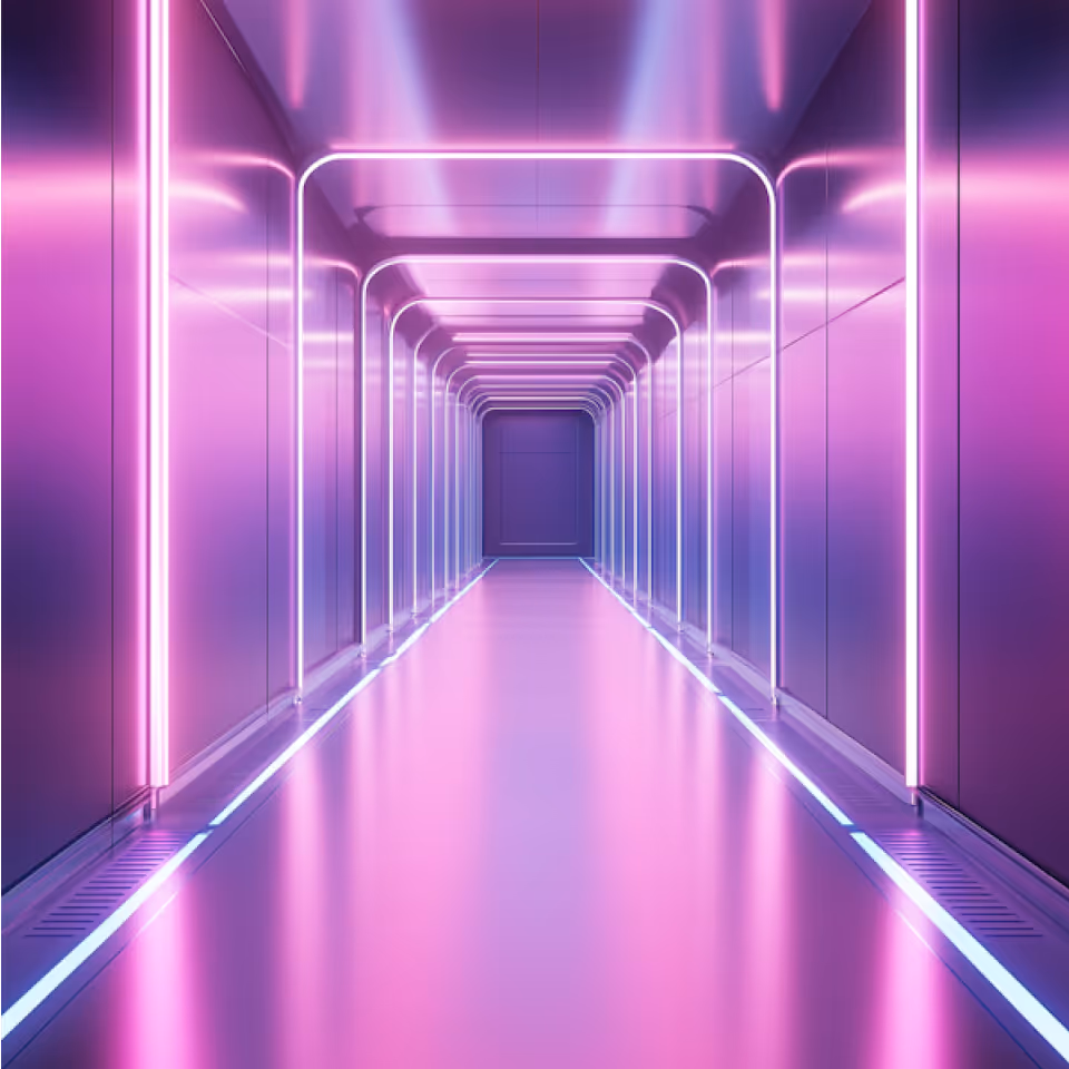 Futuristic neon empty corridor