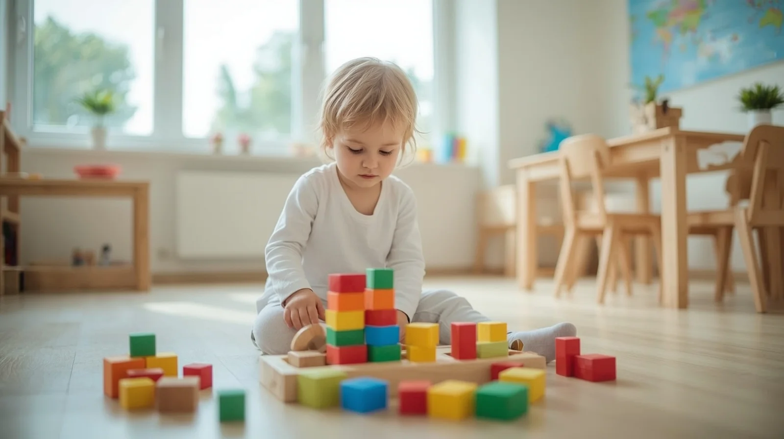 Enfant jouant dans un milieu de garde lors d'une évaluation fonctionnelle en psychoéducation