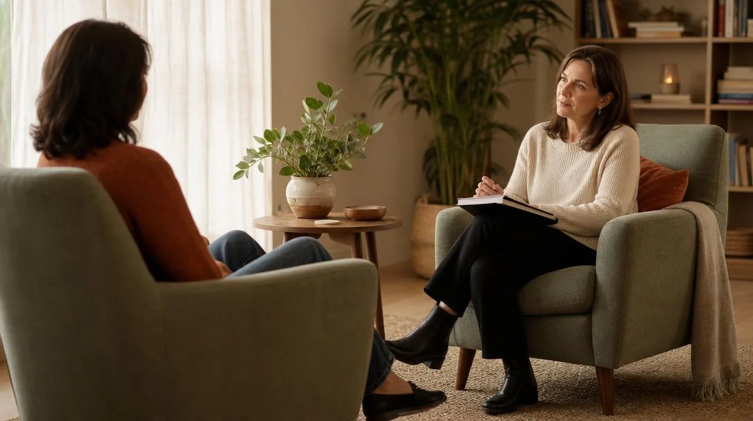Séance avec un psychologue à Laval dans une salle de consultation lumineuse de la Clinique Saule