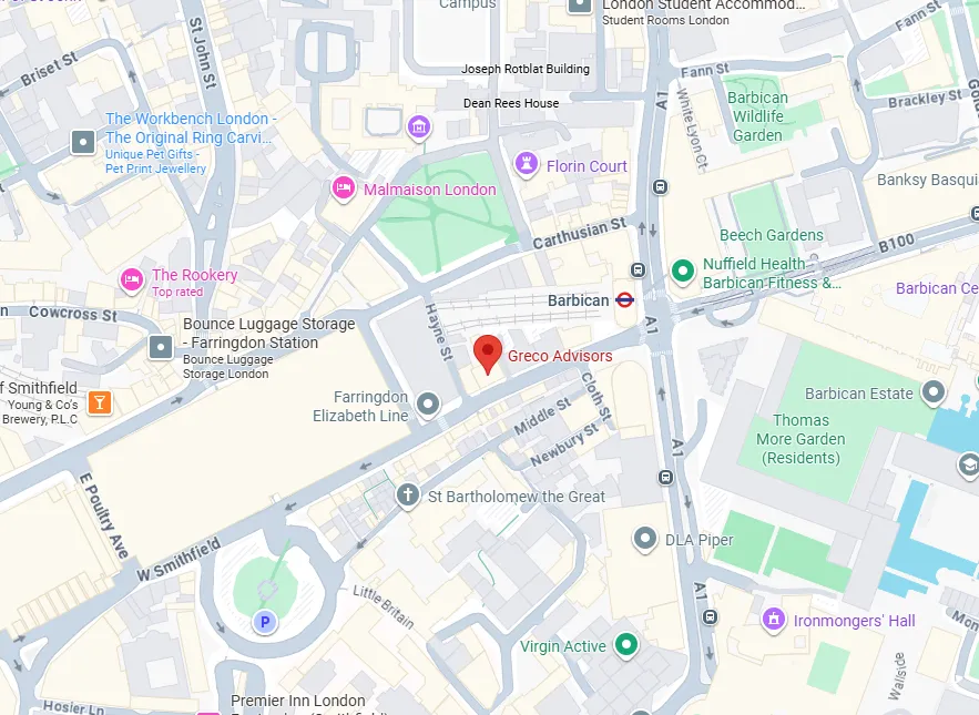 Google Map showing Greco Advisior location