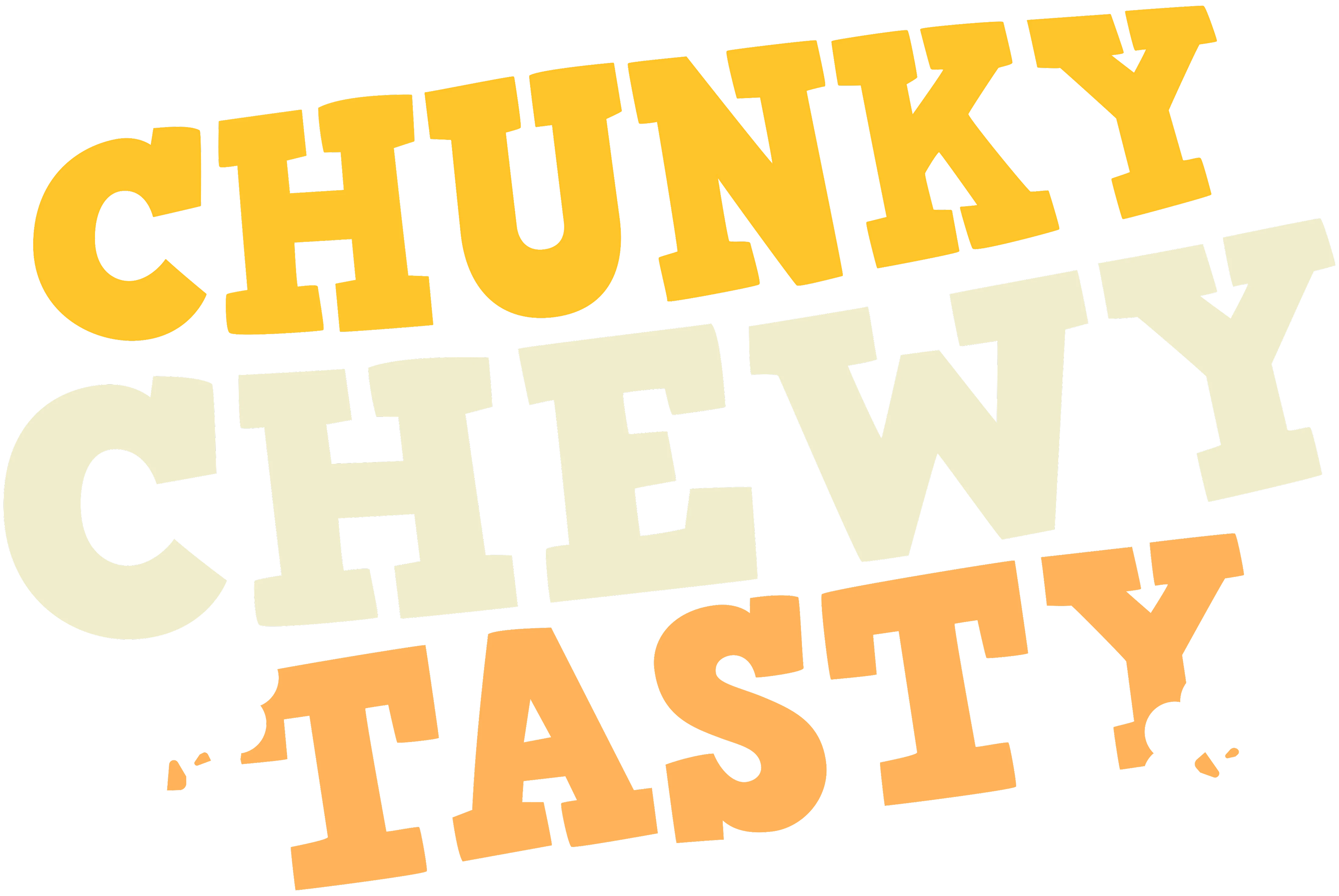 Chunky chewy tasty branded text