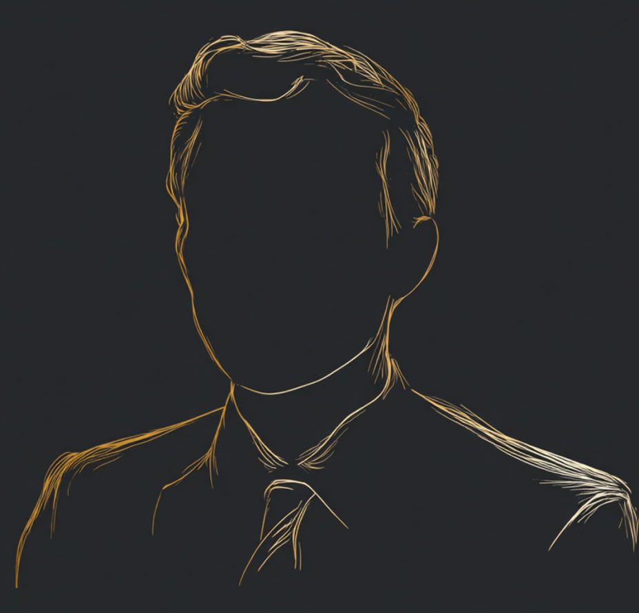 Silhouette of a man wearing a suit