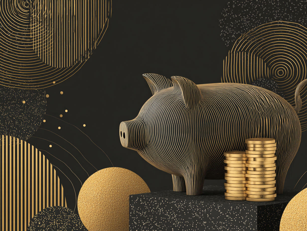 illustration of a piggy bank with wealth accumulated