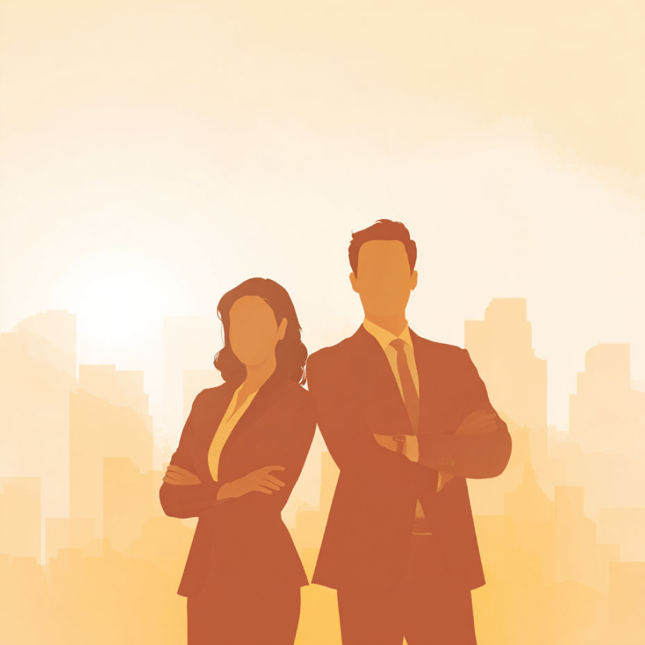 illustration of a young business couple