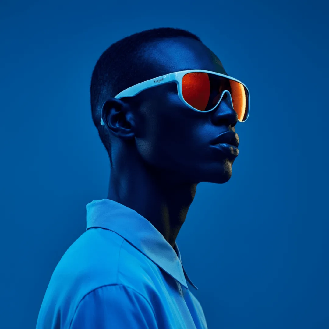 man with blue background