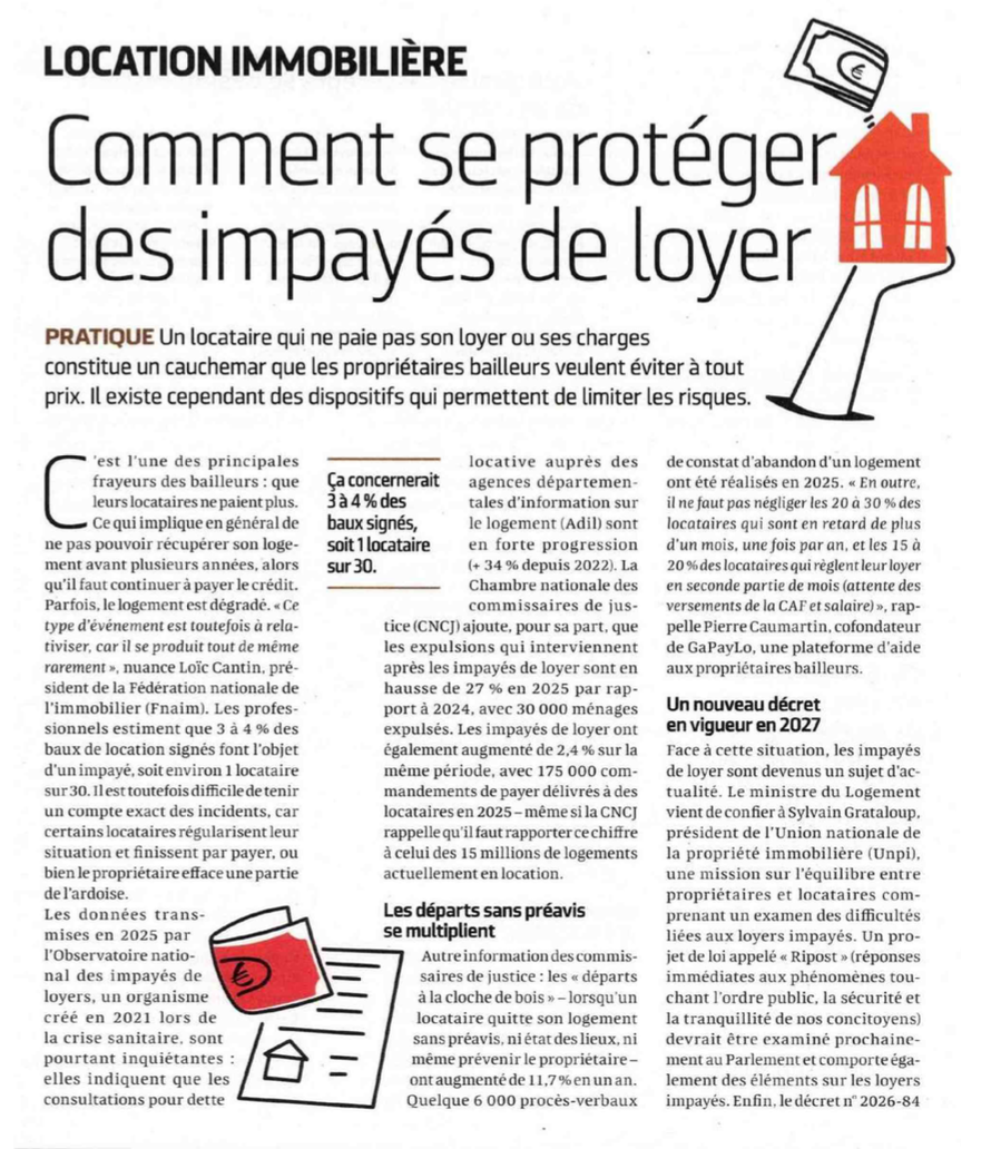 Article 60 Millions de consommateurs, juin 2026 : Comment se protéger des impayés de loyer, avec GaPayLo, page 1