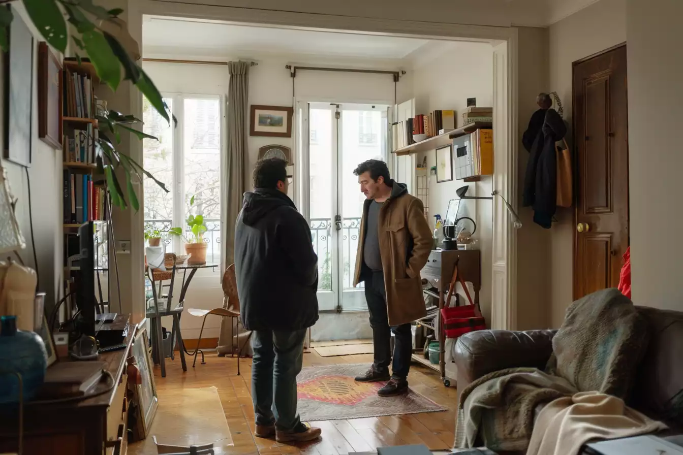 un propriétaire visite l'appartement qu'il vient d'acheter, qui était déjà loué à un locataire auparavant