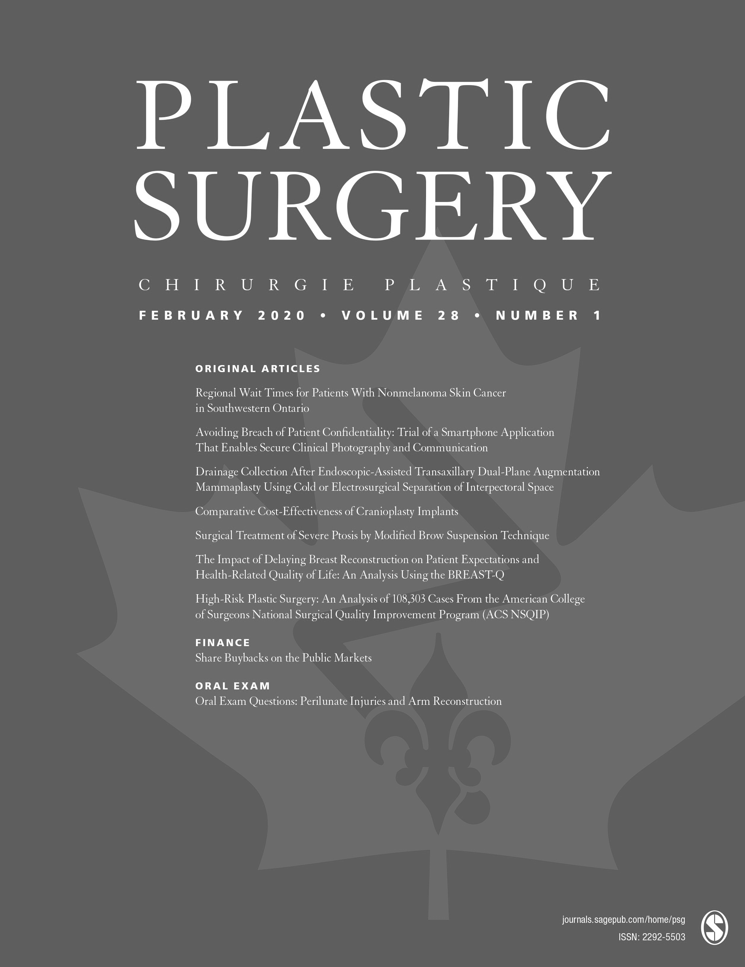 The Canadian Journal of Plastic Surgery cover in grayscale.