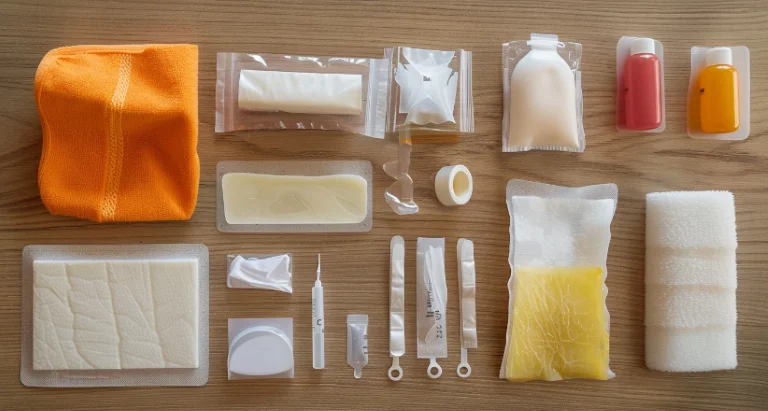 Image of various medical tools used in wound care.