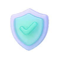 3D shield icon with a check mark representing security or protection.