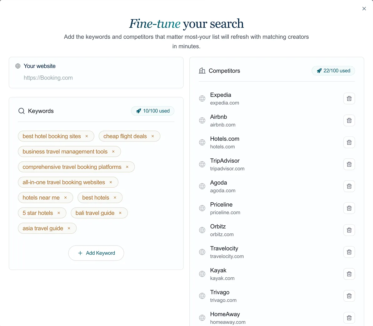 Booking Key Stats