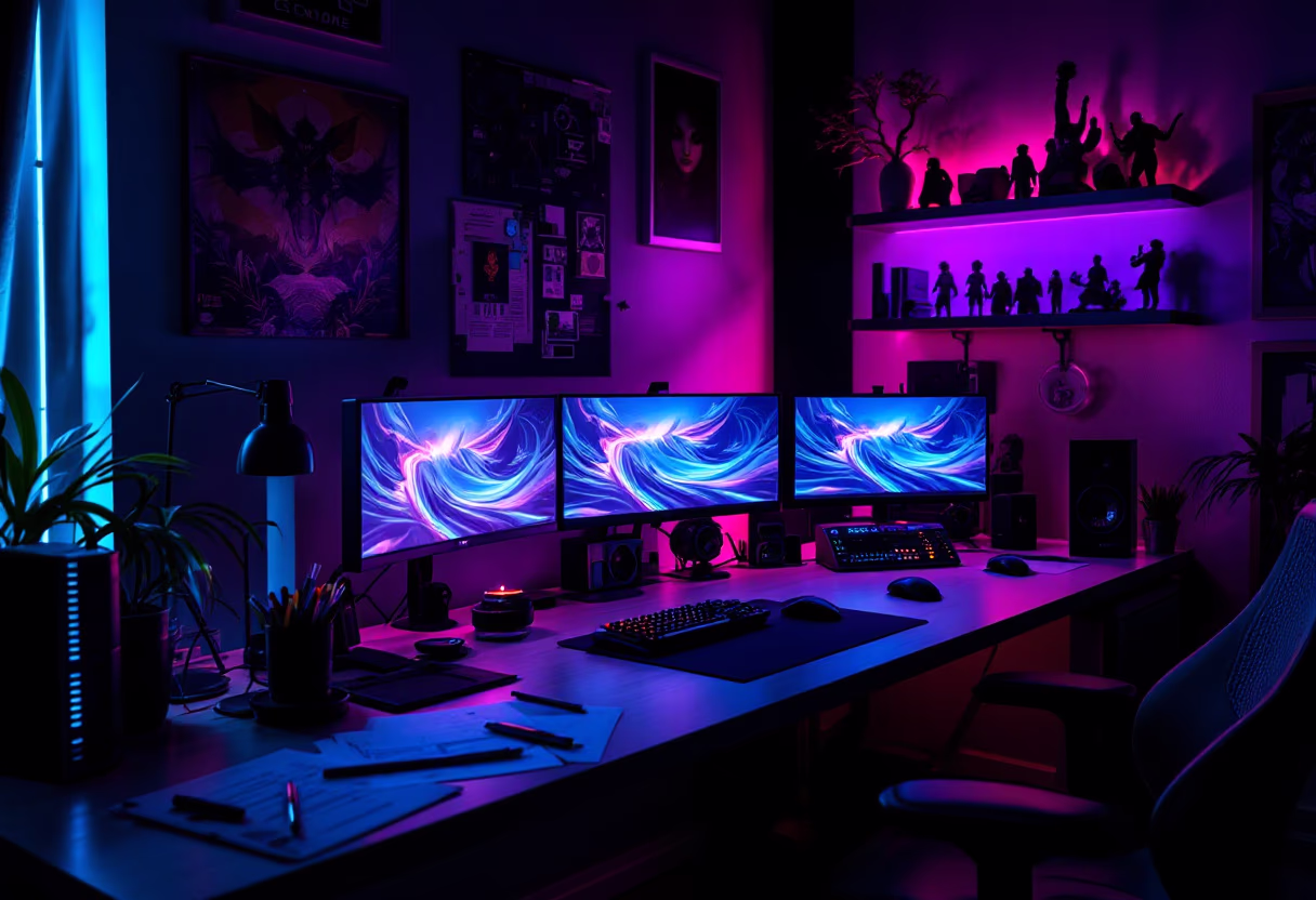 [background image] image of creative workspace (for a game development company)
