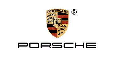 A porsche logo on a white background.