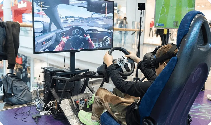 A person is playing a video game on a computer.