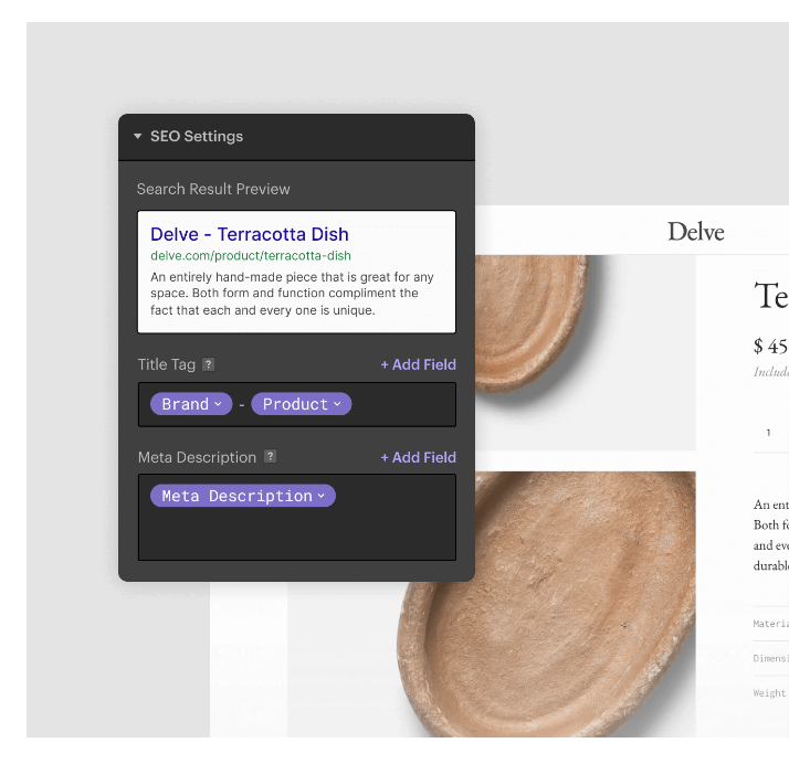 Webflow’s meta title and description SEO tools