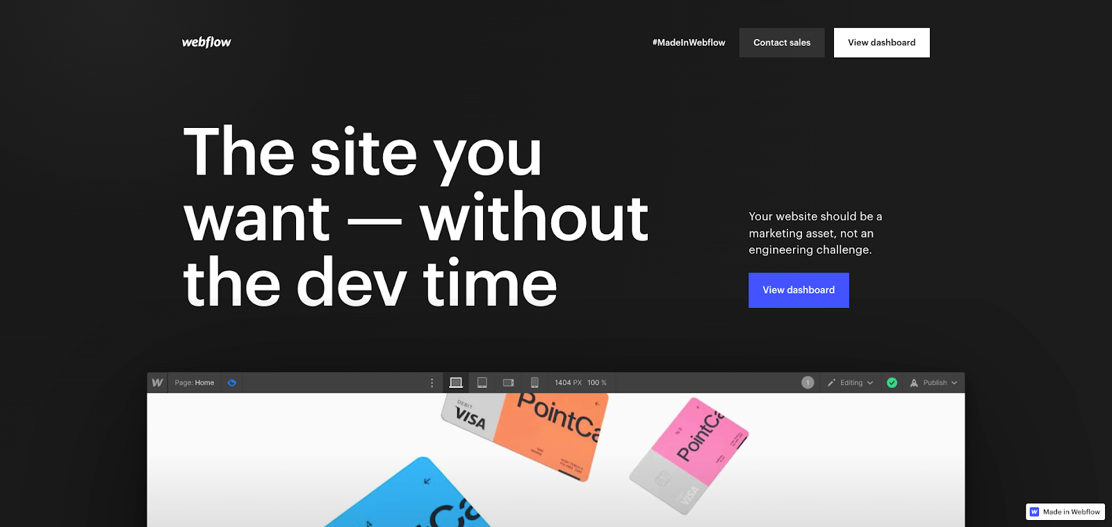 Webflow is a no code website development platform