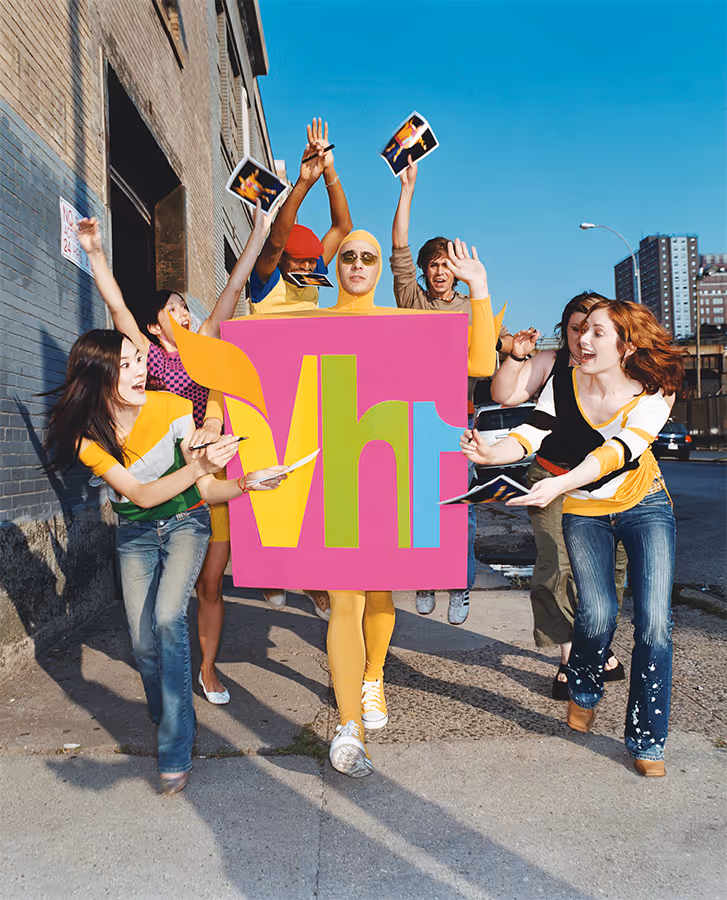 VH1 new logo and branding campaign launch, creatively highlighting the network’s fresh identity and new shows. Art direction by Myriam López.