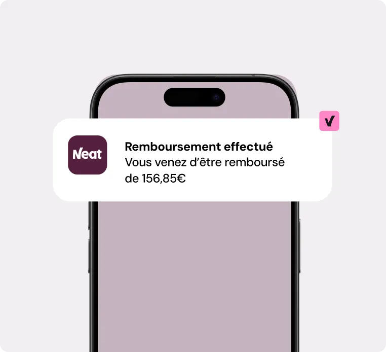 Notificación por teléfono de un reembolso de 156,85 euros por parte de Neat.