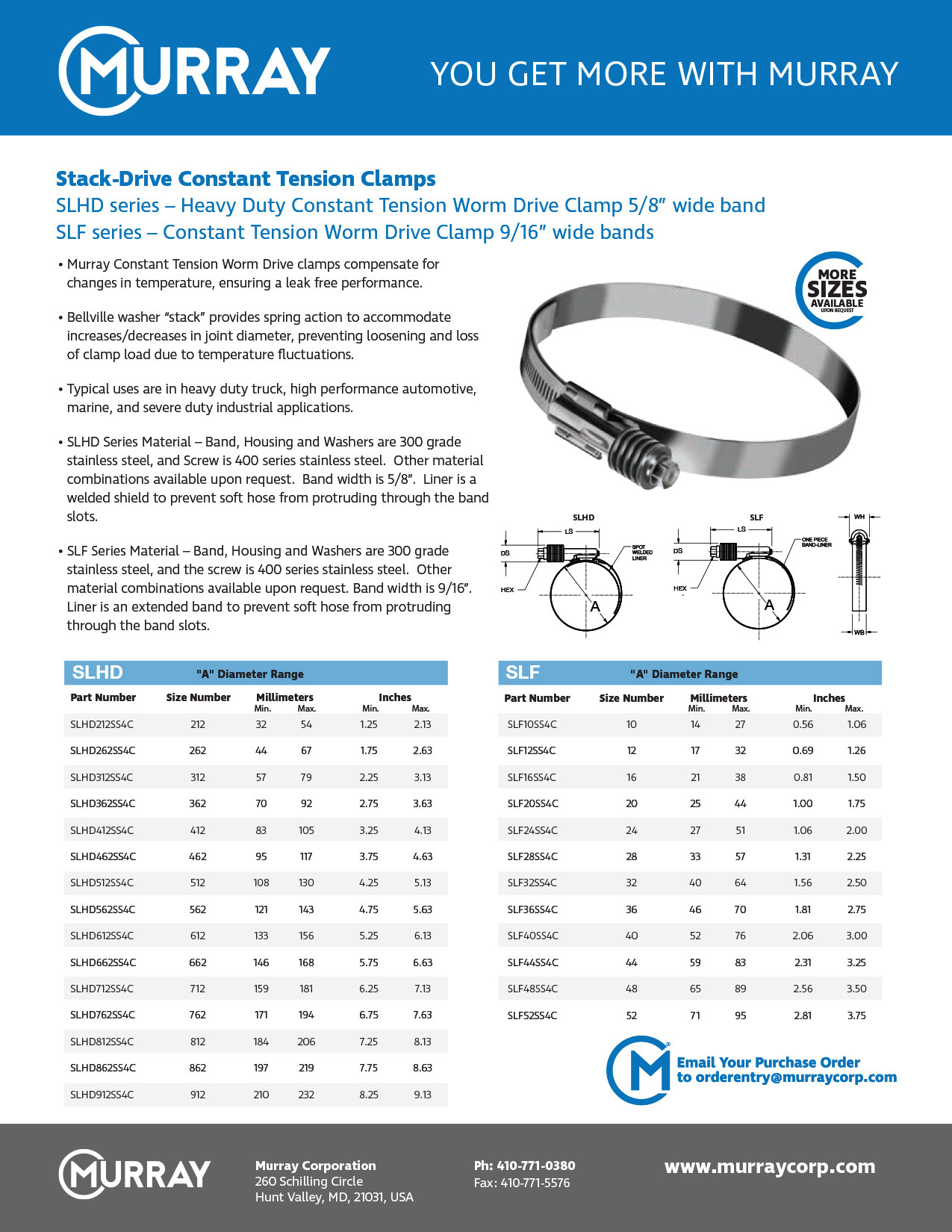 Stack-Drive Constant Tension Worm Drive Clamps – SLHD & SLF Series