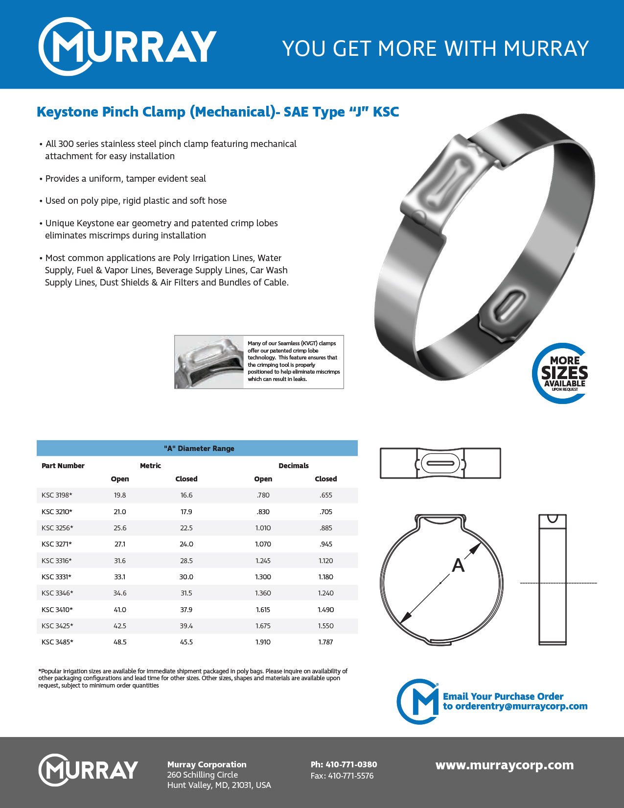 Keystone Mechanical and Stainless Pinch Clamps