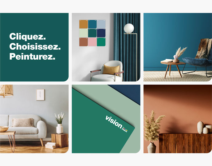 Image collage pièces gros échantillons de peinture Vision par Dulux